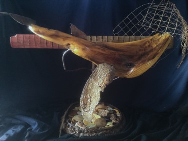 Escultura intitulada "La priere de Jonas…" por Niwan Yod, Obras de arte originais, Madeira