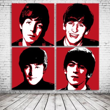 Arts numériques intitulée "The Beatles 4x 100/…" par Dalton Arts, Œuvre d'art originale, Peinture numérique Monté sur Châssi…