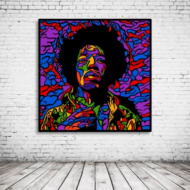 Digital Arts titled "Jimi Hendrix canvas…" by Dalton Arts, Original Artwork, Digital Painting Mounted on Wood Stretcher frame