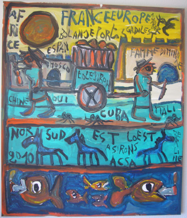 Painting titled "Franceurope Cuba" by Pedro Olivo, Original Artwork, Oil