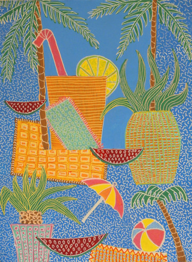 Malerei mit dem Titel "Summer Cocktail" von Lara Lind, Original-Kunstwerk, Acryl