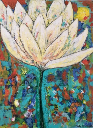 Malarstwo zatytułowany „Lotus” autorstwa Frits Njio, Oryginalna praca, Akryl