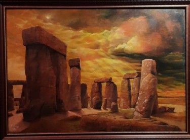 Malerei mit dem Titel "Stonehenge" von Torsten Lünse, Original-Kunstwerk, Öl