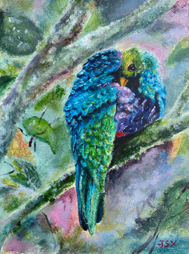 Картина под названием "Quetzal 4" - J Stix, Подлинное произведение искусства, Акрил