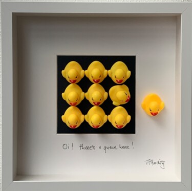 Collagen mit dem Titel "Oi ! There's a queu…" von Tp Hardisty, Original-Kunstwerk, Collagen Auf Karton montiert