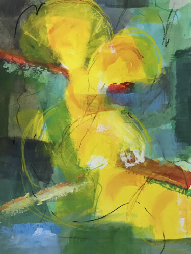 Schilderij getiteld "Serie Gelb 1" door Ulla Jung, Origineel Kunstwerk, Acryl