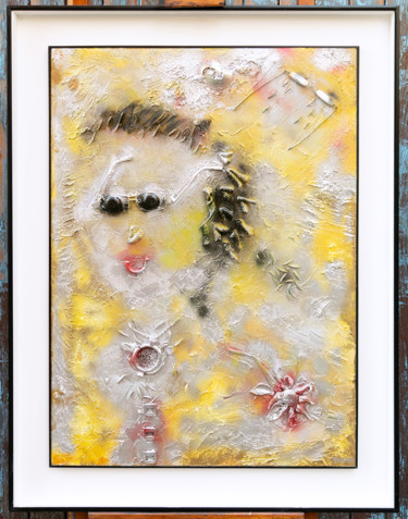 Коллажи под названием "L'ottimista" - Beatrice Roman, Подлинное произведение искусства, Рисунок распылителем краски