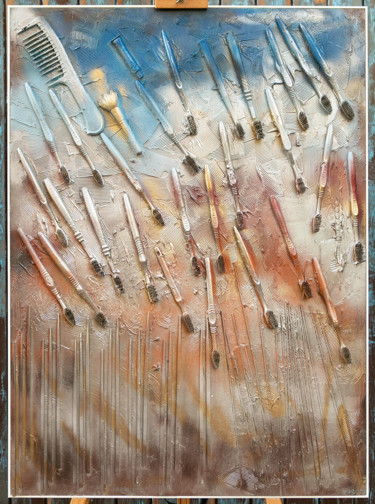 Коллажи под названием "Tooth Bransh Rain" - Beatrice Roman, Подлинное произведение искусства, Коллажи