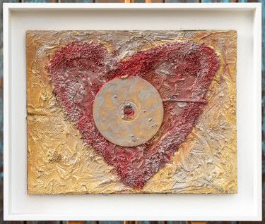 Collages titled "Sentimental Heart" by Beatrice Roman, Original Artwork, Collages Mounted on Other rigid panel