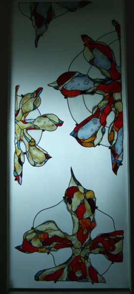 Pittura intitolato "Fleurs épanouies" da Laura Potet, Opera d'arte originale, Pittura di vetro colorato