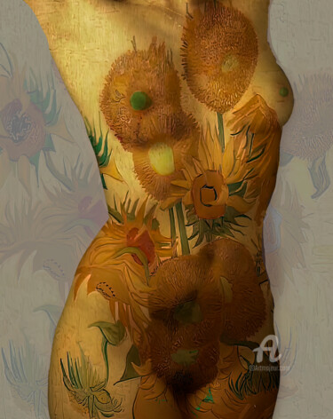 数字艺术 标题为“nude van Gogh” 由Johan Van Dreven (jovadre), 原创艺术品, 2D数字工作