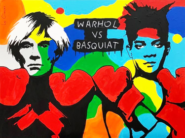 Peinture intitulée "WARHOL VS BASQUIAT" par Le Closier, Œuvre d'art originale, Acrylique Monté sur Châssis en bois