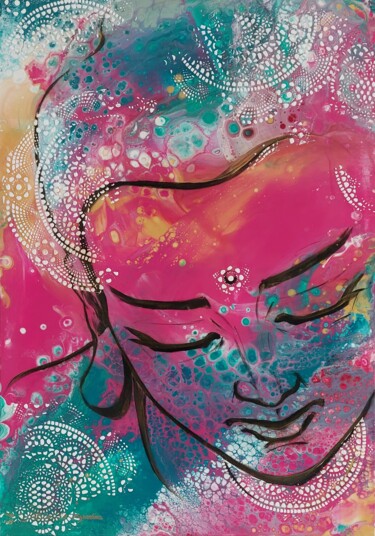 Картина под названием "Boeddha" - Zjanna Boogaart-Baradina, Подлинное произведение искусства, Акрил