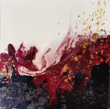 Painting titled "Éruption volcanique" by Annette Pasquier, Original Artwork, Acrylic