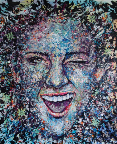 Malarstwo zatytułowany „HAPPY” autorstwa Silke Host, Oryginalna praca, Akryl Zamontowany na Drewniana rama noszy