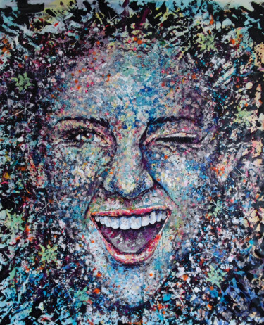 Peinture intitulée "HAPPY" par Silke Host, Œuvre d'art originale, Acrylique Monté sur Châssis en bois