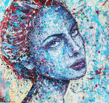 Malerei mit dem Titel "BLUE MAGIC" von Silke Host, Original-Kunstwerk, Acryl Auf Keilrahmen aus Holz montiert