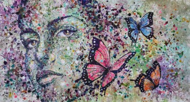 Картина под названием "FREEDOM" - Silke Host, Подлинное произведение искусства, Акрил Установлен на Деревянная рама для носи…