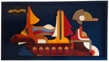 Scultura intitolato "La nave" da Fiorenzo Mascagna, Opera d'arte originale, Legno