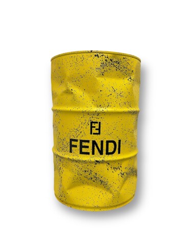 Sculpture titled "Baril Fendi" by Walid Sahraoui (Wally), Original Artwork, Acrylic