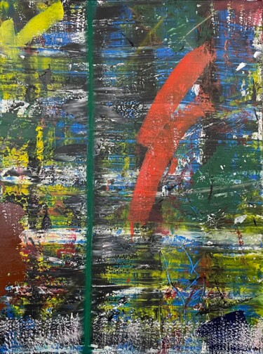 Tableau - La ligne verte Peinture intitulée "Tableau - La ligne…" par Walid Sahraoui (Wally), Œuvre d'art originale, Gouache