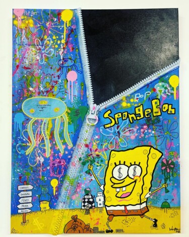 Pintura titulada "L'ouverture Spongeb…" por Walid Sahraoui (Wally), Obra de arte original, Acrílico Montado en Bastidor de c…