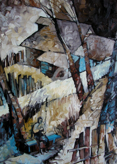 Картина под названием ""Деревенский мотив"" - Игорь Шорц, Подлинное произведение искусства, Масло