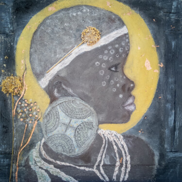 Pintura intitulada "African Girl under…" por Inga Golli, Obras de arte originais, Acrílico