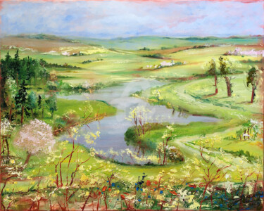 Ζωγραφική με τίτλο "Landscape fantasy" από Inga Jurane, Αυθεντικά έργα τέχνης, Λάδι