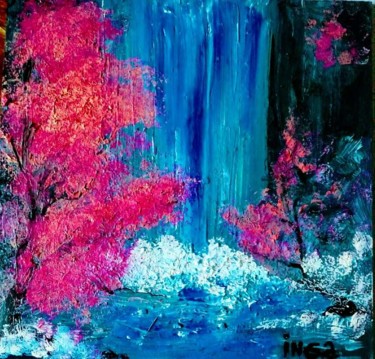 Картина под названием "Водопад,дождался ве…" - Инга Курганская, Подлинное произведение искусства, Масло
