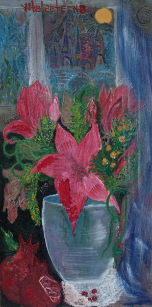 Картина под названием "Высокомерные лилии…" - Инга Курганская, Подлинное произведение искусства, Масло