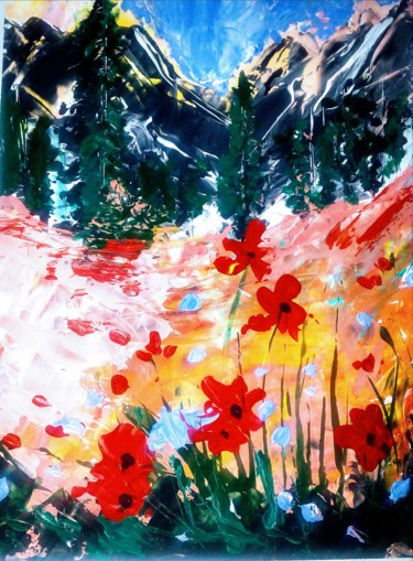 Картина под названием "Альпы в апреле" - Инга Курганская, Подлинное произведение искусства, Акрил