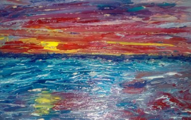Картина под названием "Закат в Бильдиби" - Инга Курганская, Подлинное произведение искусства, Масло