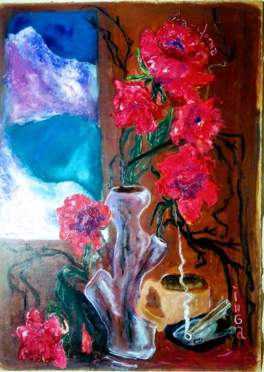 Malerei mit dem Titel ",,Ice and flame,," von Inga Kurganskaia, Original-Kunstwerk, Öl
