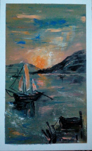 Картина под названием "Море цсвета золота" - Инга Курганская, Подлинное произведение искусства, Масло
