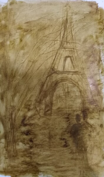 Drawing titled "Париж" by Inga Kurganskaia, Original Artwork, Pigments