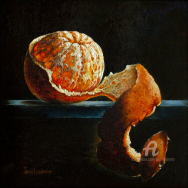 Painting titled "Orange" by Inga Loginova, Original Artwork, Oil Mounted on Wood Stretcher frame