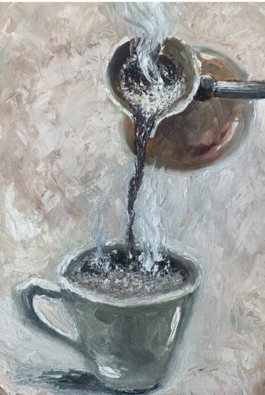 Painting titled "Morning Cup of Сoff…" by Inga Savina, Original Artwork, Oil