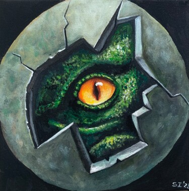 Pintura intitulada "Dragon’s eye" por Inga Savina, Obras de arte originais, Acrílico