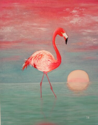 Pittura intitolato "Flamingo" da Inga Shaihrazieva, Opera d'arte originale, Olio