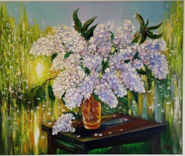 Painting titled "Breath of Summer" by Inga Shaihrazieva, Original Artwork, Oil Mounted on Wood Stretcher frame