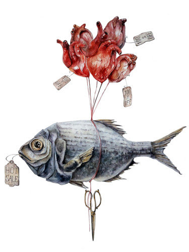 ''Free Shipping'' Peinture intitulée "''Free Shipping''" par Ingaside, Œuvre d'art originale, Aquarelle