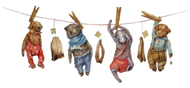 ''After Tea Party'' Painting titled "''After Tea Party''" by Ingaside, Original Art, Watercolor