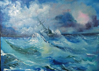 Malarstwo zatytułowany „Storm” autorstwa Art Inga Matveeva, Oryginalna praca, Olej Zamontowany na Drewniana rama noszy