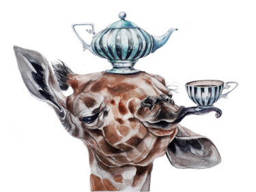 Painting titled "''A Cup of Tea is l…" by Ingaside, Original Artwork, Watercolor