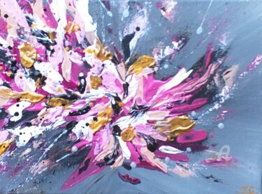 Painting titled "Pink Petals" by Inge Corremans, Original Artwork, Acrylic