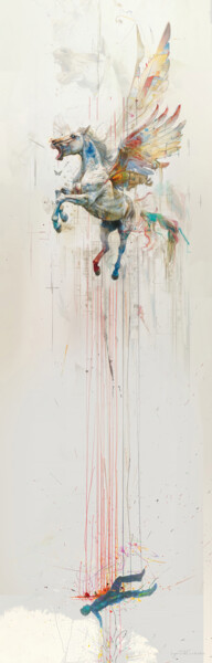 Digitale Kunst getiteld "Bellerophon Falling" door Inge Teblick, Origineel Kunstwerk, Digitaal Schilderwerk