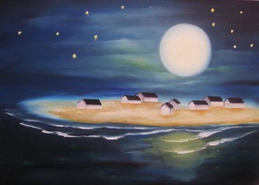 Malerei mit dem Titel "mein Freund der Mond" von Ingemalt, Original-Kunstwerk, Öl