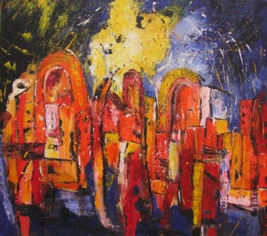 Malerei mit dem Titel "Nightlife" von Ingemalt, Original-Kunstwerk, Öl