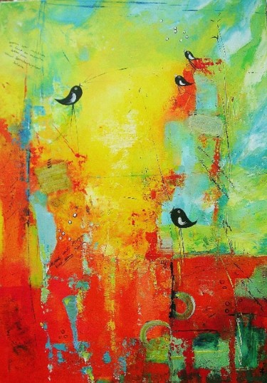 Pintura titulada "love birds - Morgen…" por Ingemalt, Obra de arte original, Oleo